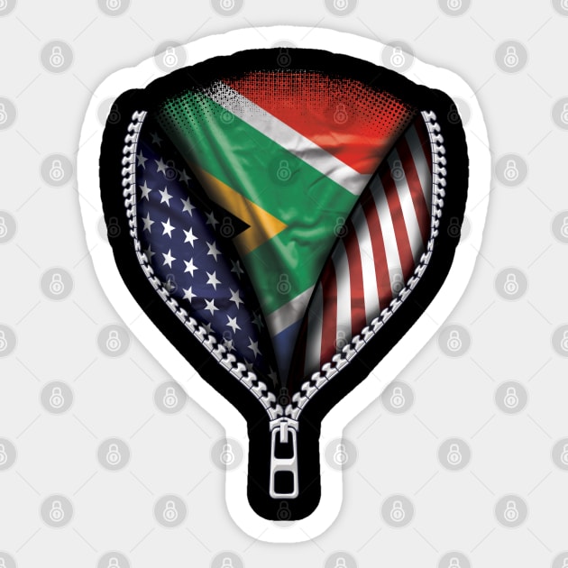 South African Flag  South Africa Flag American Flag Zip Down - Gift for South African From South Africa Sticker by Country Flags